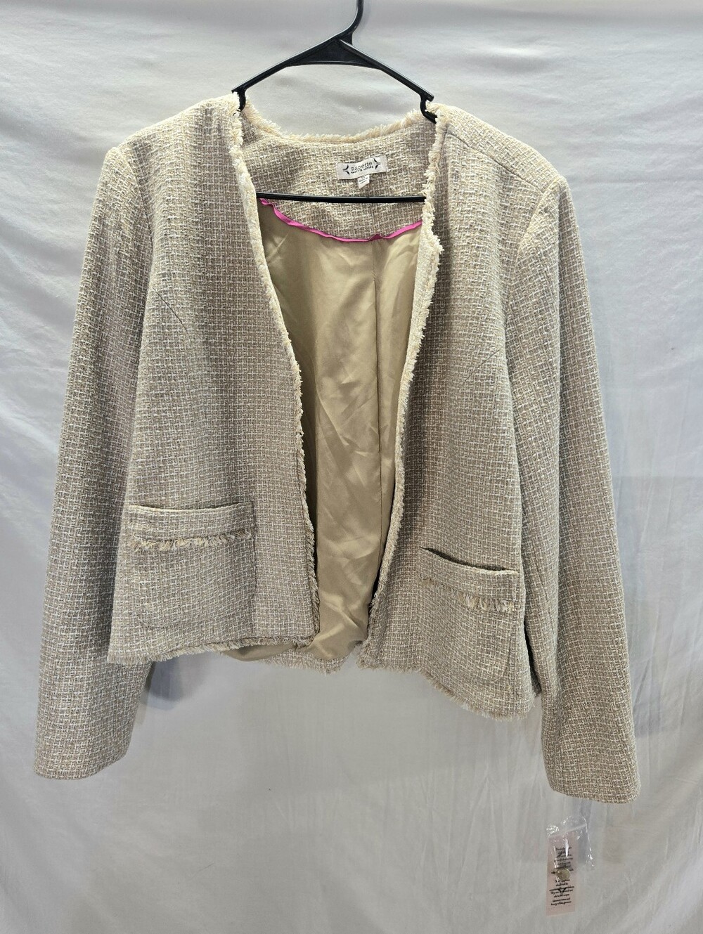 Nanette Lepore Women's Size XL Tweed Frayed Hem Open Blazer New with Tags